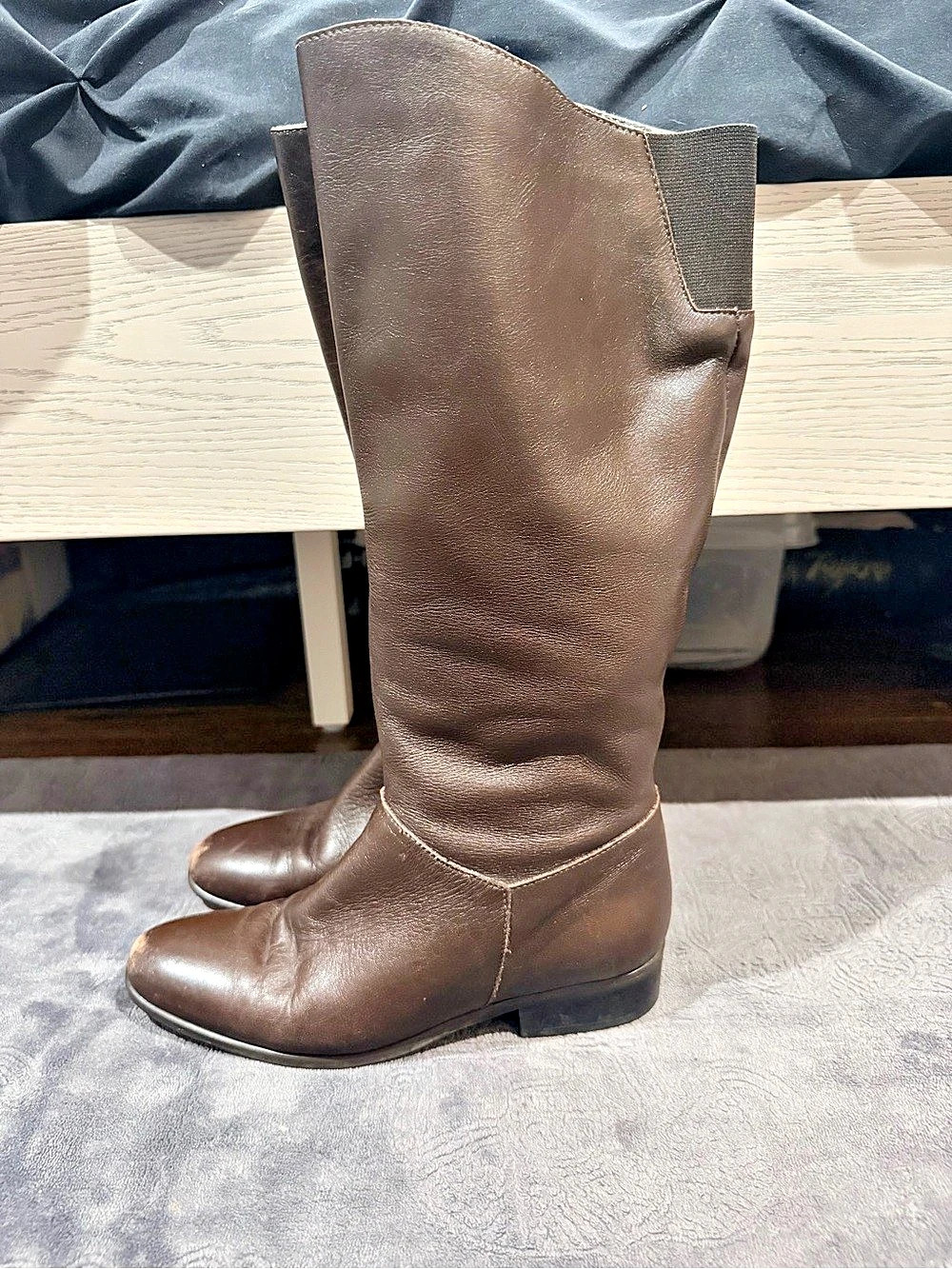 Real Leather Chocolate Brown Riding Boots - Size 6.5